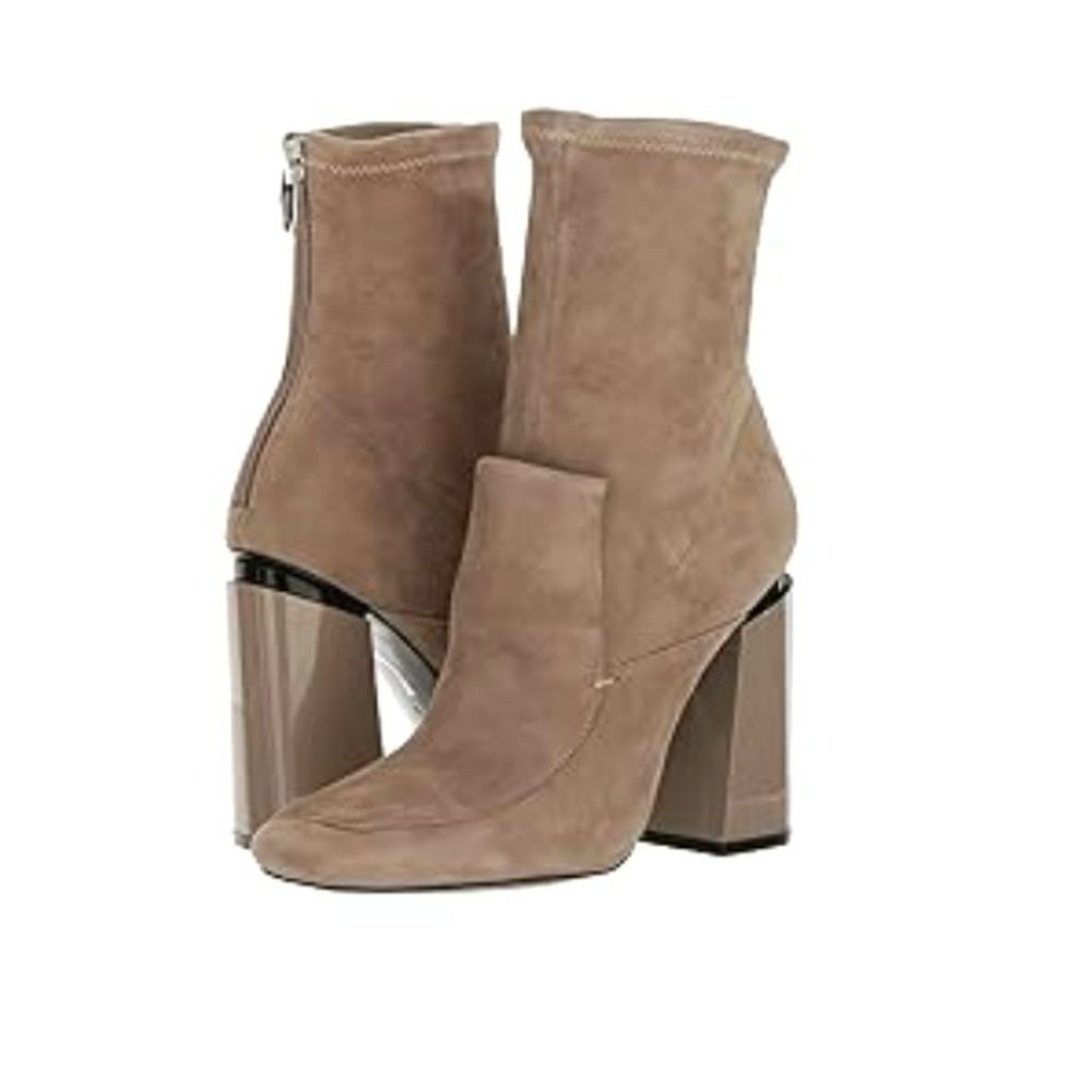 NWOB SIGERSON MORRISON JOANNA MOCHA SUEDE BLOCK HEEL ANKLE BOOTS. 37, 7